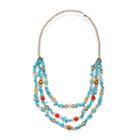 Mixit&trade; Gold-tone Simulated Turquoise 3-row Layered Necklace