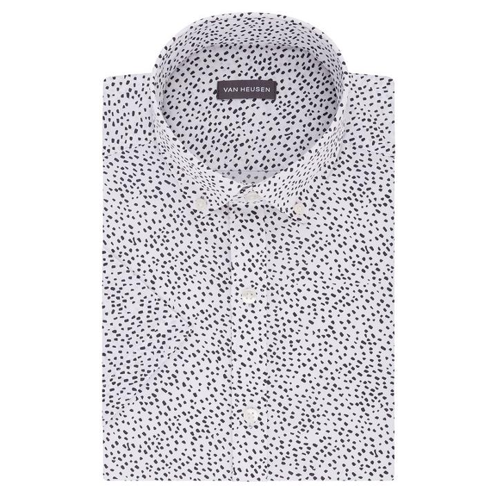 Van Heusen Short Sleeve Poplin Pattern Dress Shirt