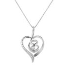 Womens Diamond Accent White Diamond 10k White Gold Heart Pendant Necklace