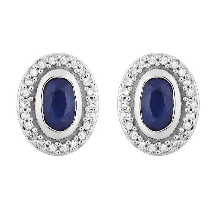 1/8 Ct. T.w. Genuine Blue Sapphire 10k White Gold 8.8mm Stud Earrings