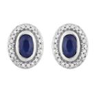 1/8 Ct. T.w. Genuine Blue Sapphire 10k White Gold 8.8mm Stud Earrings