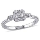 Womens 1/6 Ct. T.w. Round White Diamond Sterling Silver Engagement Ring