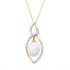Womens 1/4 Ct. T.w. Genuine Diamond Cultured Freshwater Pearls Pendant