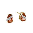 Genuine Red Garnet And Diamond-accent 14k Yellow Gold Pear-shaped Earrings