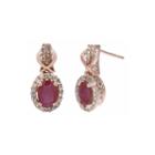 1/4 Ct. T.w. Diamond And Lead Glass-filled Ruby 10k Rose Gold Drop Earrings