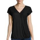 I Jeans By Buffalo Short-sleeve Drape-front Top