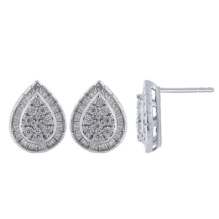 1/2 Ct. T.w. Genuine White Diamond 15mm Stud Earrings