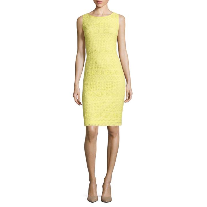 Ronni Nicole Sleeveless Linear Lace Sheath Dress