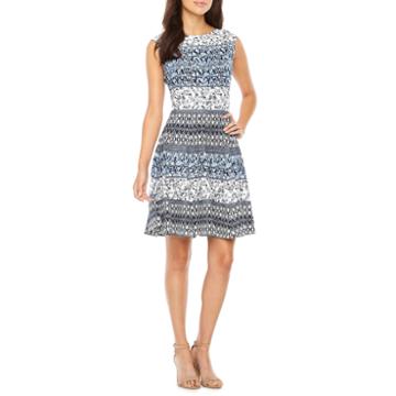 Danny & Nicole Sleeveless Abstract Fit & Flare Dress