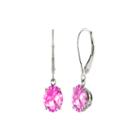 Round Lab-created Pink Sapphire 10k White Gold Earrings