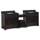 93.25-in. W Floor Mount Distressed Antique Walnutvanity Set For 1 Hole Drilling Black Galaxy Top Biscuit Um Sink