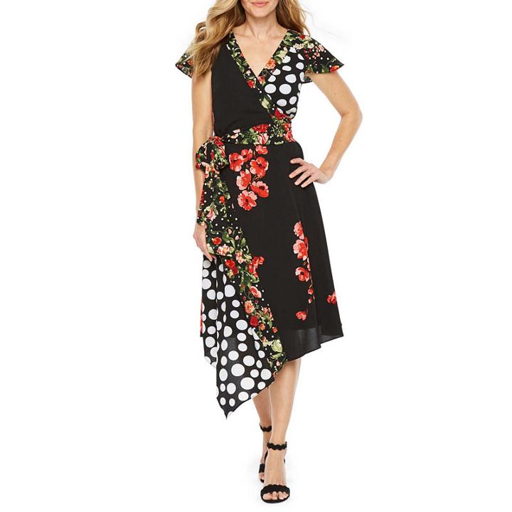 Melrose Short Sleeve Floral Alt Hem Dress