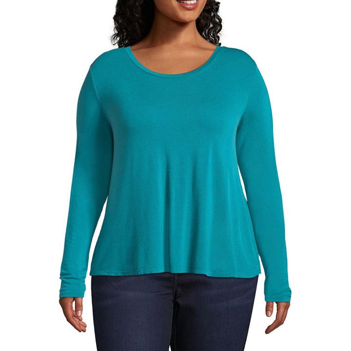 Arizona 3/4 Sleeve Crew Neck Knit Blouse-juniors Plus