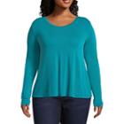 Arizona 3/4 Sleeve Crew Neck Knit Blouse-juniors Plus