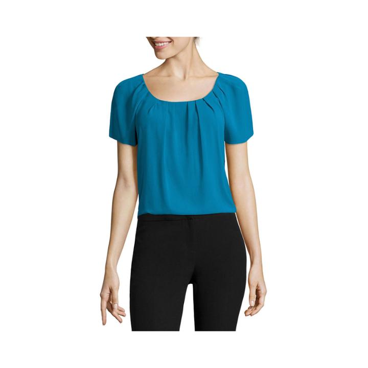 Worthington Pleated Neck Blouse