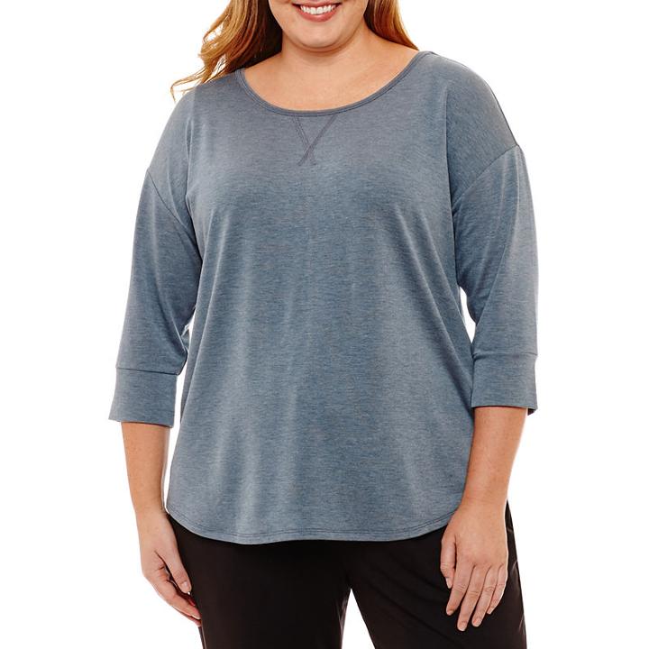 St. John's Bay Active 3/4 Sleeve Knit Tee - Plus