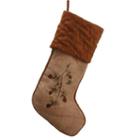 22 In The Birches Tan Embroidered Pine Cone Christmas Stocking