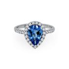 Genuine Swiss Blue Topaz & Lab-created White Sapphire Sterling Silver Ring
