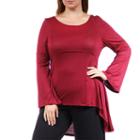24/7 Comfort Apparel Stitch Decal High Low Tunic Top Plus