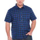 Claiborne Short Sleeve Gingham Button-front Shirt-big And Tall