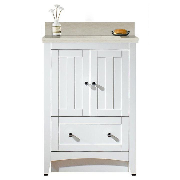 23.75-in. W Floor Mount White Vanity Set For 3h8-in. Drilling Beige Top Biscuit Um Sink