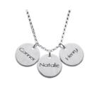 Personalized Sterling Silver Mini Engraved Name Three Disc Pendant Necklace