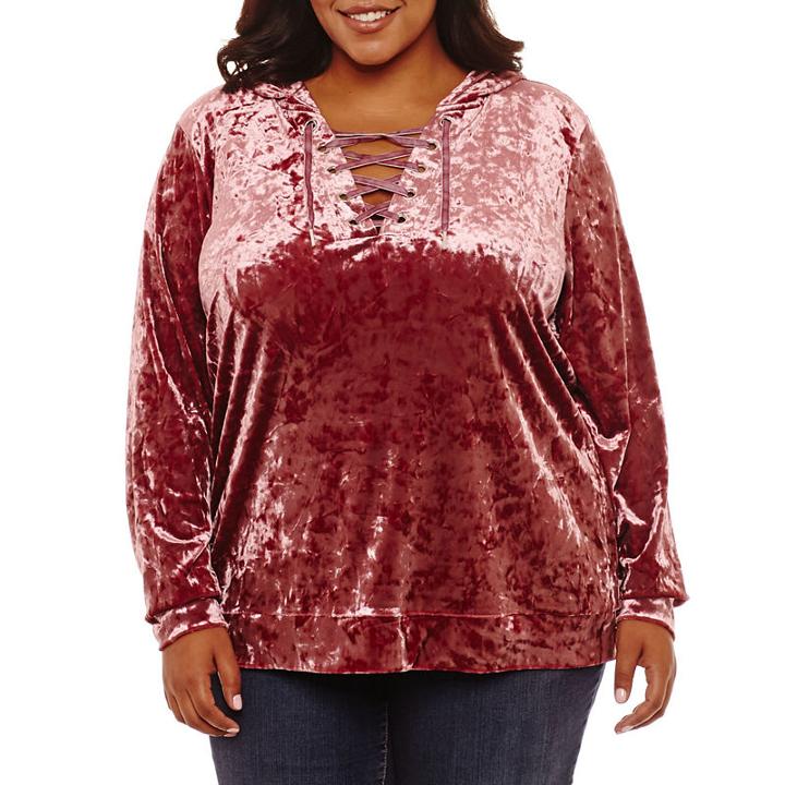City Streets Long Sleeve Velvet Hoodie-plus