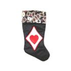 19 Satin Deck Of Cards Hearts Casino Gambling Black Christmas Stocking