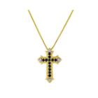 Lab-created Blue And White Sapphire Cross Pendant Necklace