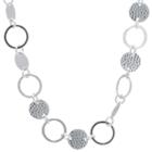 Silver Treasures Hammered Disc And Circle Statement Necklace