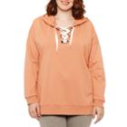 Flirtitude Lace Up French Terry Hoodie- Juniors Plus
