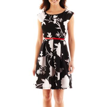 Rabbit Rabbit Rabbit Design Short Sleeve Fit & Flare Dress