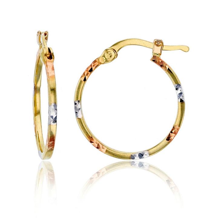14k Tri-color Gold 20mm Hoop Earrings