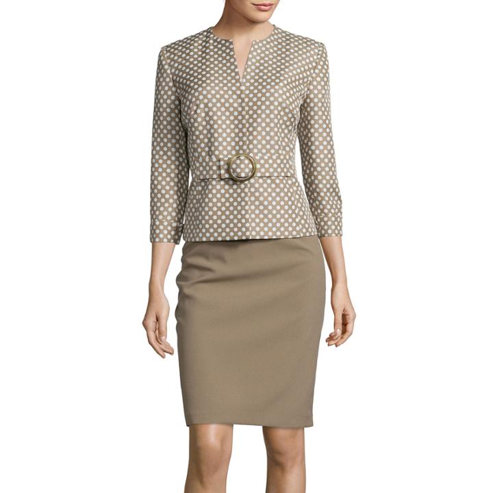 Isabella Long-sleeve Polka Dot Jacket And Skirt Suit Set
