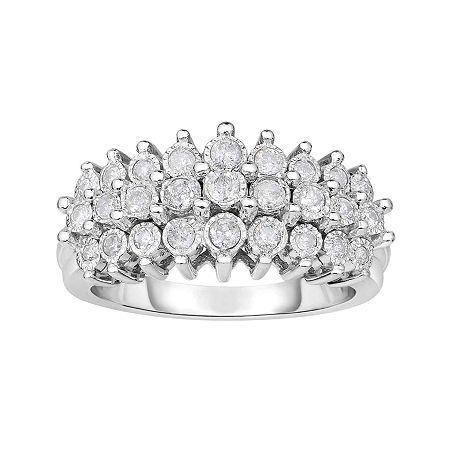Trumiracle 1/2 Ct. T.w. Diamond Sterling Silver 3-row Ring