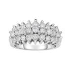 Trumiracle 1/2 Ct. T.w. Diamond Sterling Silver 3-row Ring