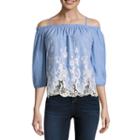 By & By 3/4 Sleeve Chambray Blouse-juniors