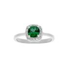Cushion-cut Lab-created Emerald And Genuine White Topaz Sterling Silver Ring