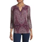 St. John's Bay 3/4-sleeve Printed Blouse