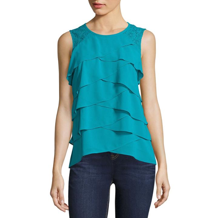 Nicole By Nicole Miller Sleeveless Ruffle Top