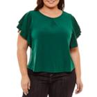 Liz Claiborne Short Sleeve Flutter Sleeve Top- Plus