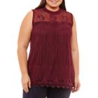 Boutique + Sleeveless High Neck Lace Blouse-plus