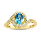 Womens Genuine Blue Topaz Blue 14k Gold Over Silver Cocktail Ring