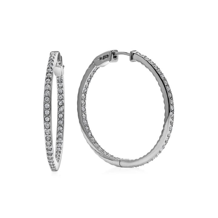 Diamond Glamour&trade; Diamond- And Crystal-accent Sterling Silver Inside-out 30mm Hoop Earrings