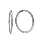 Diamond Glamour&trade; Diamond- And Crystal-accent Sterling Silver Inside-out 30mm Hoop Earrings