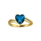 Personalized Engraved Simulated Birthstone Heart Ring