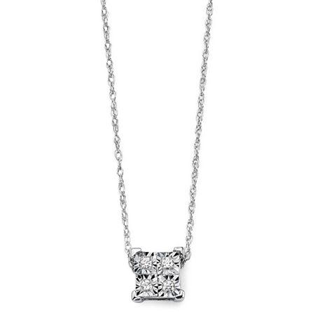 Diamond-accent 10k White Gold Square Necklace