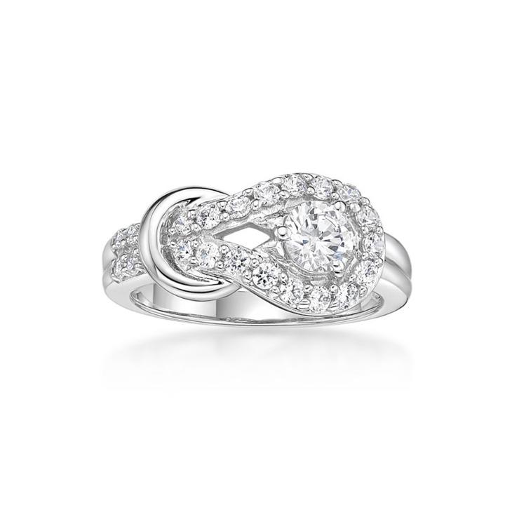 Diamonart Womens 7/8 Ct. T.w. White Cubic Zirconia Sterling Silver Cocktail Ring