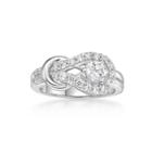 Diamonart Womens 7/8 Ct. T.w. White Cubic Zirconia Sterling Silver Cocktail Ring