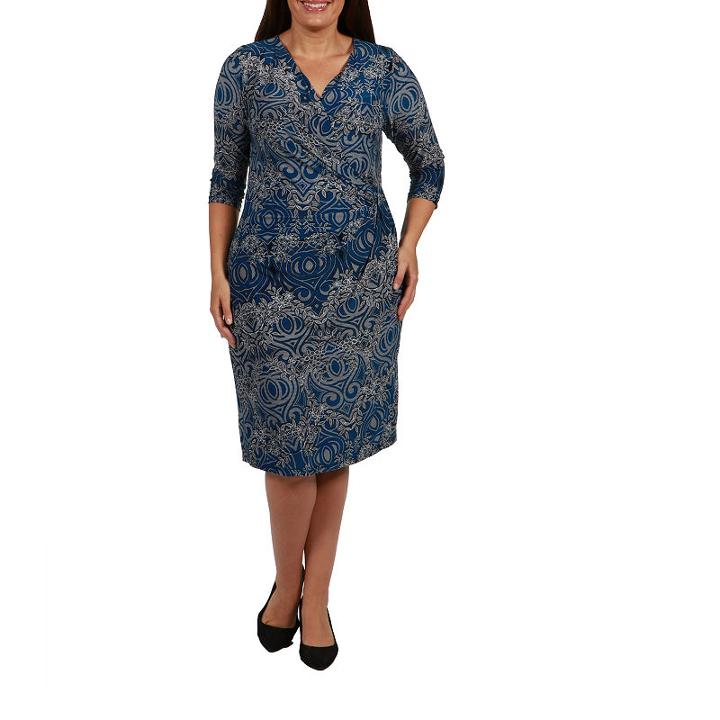 24/7 Comfort Apparel Wrap Dress-plus